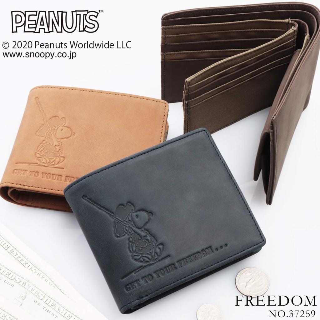 Кошелек бифолд Peanuts для мужчин и женщин, Натуральная кожа и канвас, Серия [FREEDOM] [37259] (военно-морской флот)
