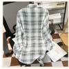 Womens Summer Checkered Shirt Breathable Long Sleeve Chiffon Blouse Lightweight Open Front Top Outerwear