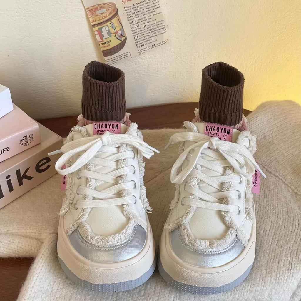 2024 New Winter Platform Big Head Shoes Women's Niche Velvet Thickened Warm Bread Shoes Versatile Short Velvet Cotton Shoes