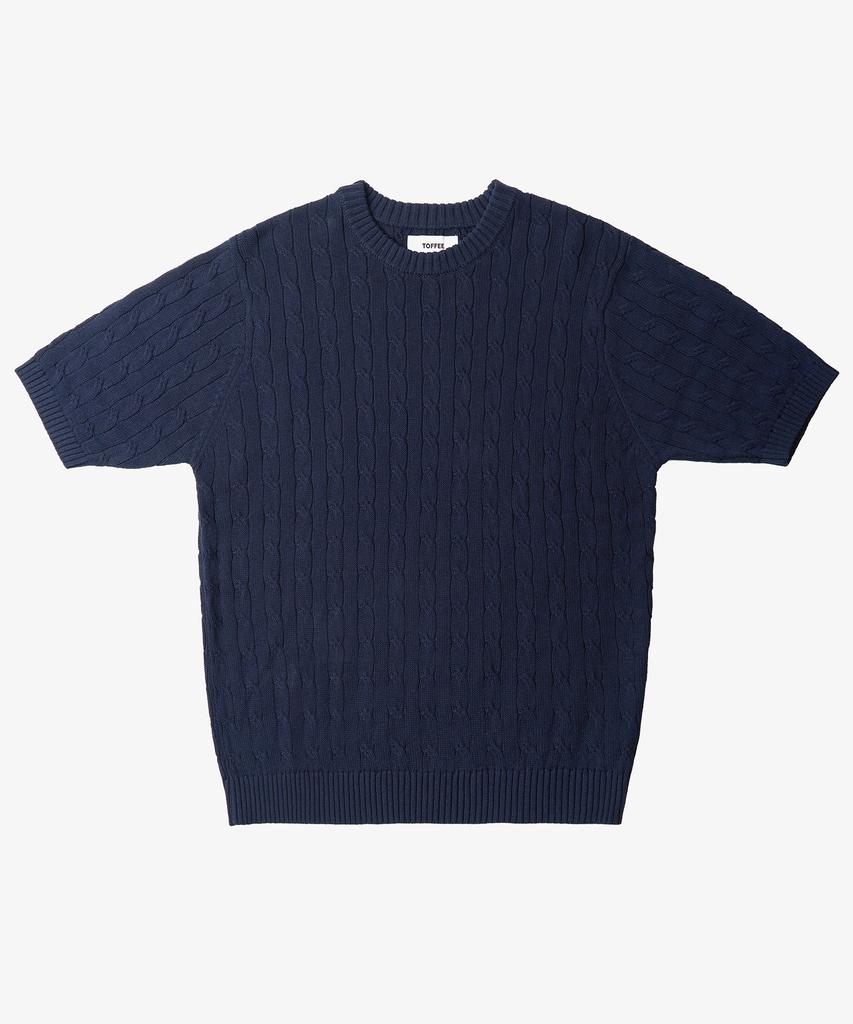 TOFFEE [2Pack] Classic Cable Round Neck Half Knit (5 Colors)