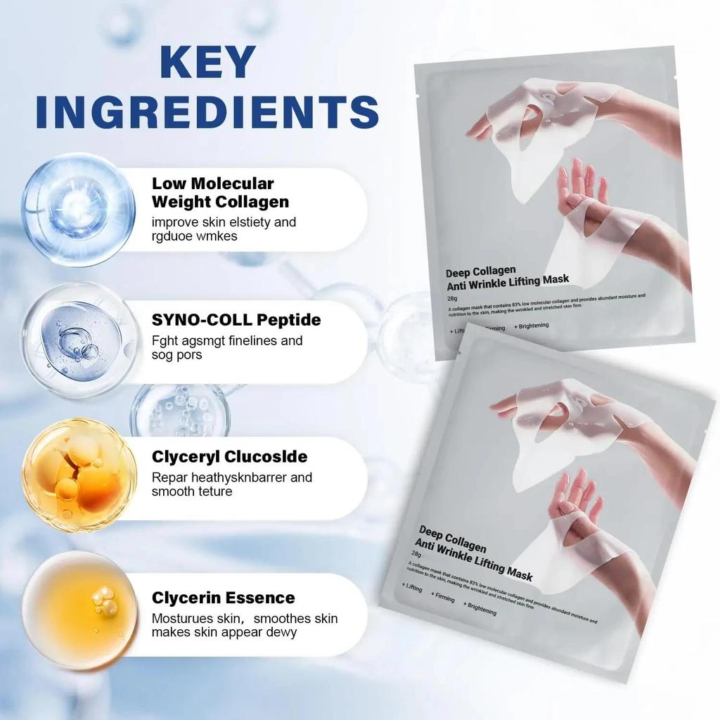 Глубокая коллагеновая маска для лифтинга против морщин, коллагеновая маска для лица на ночь, глубокая коллагеновая маска для лифтинга, укрепления, увлажнения