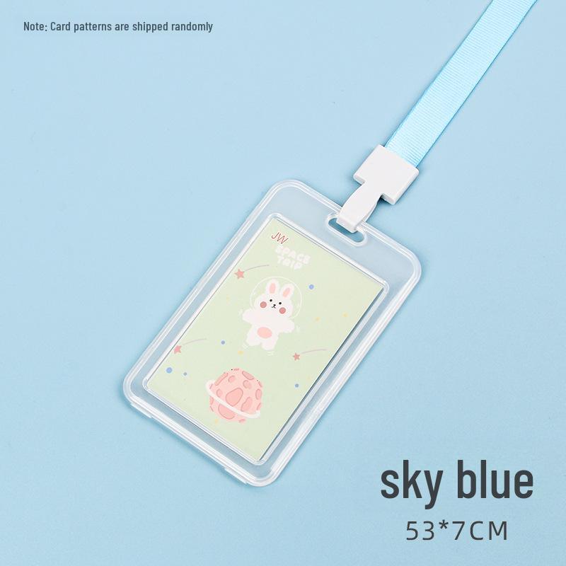 Student Cartoon Clear Badge Holder with Lanyard for ID or Bus Card