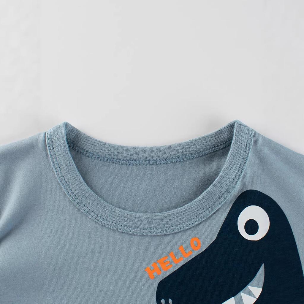 Korean Summer Boys Dinosaur Print Short Sleeve T Shirt for Toddlers