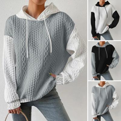 Осень-зима Женская толстовка с капюшоном, подходящая по цвету, с завязками, с капюшоном, скрученная текстура, длинный свободный свитер без рукавов