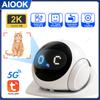 AIOOK Automatic Charging Robot Camera HD 2K 5G WIFI IP Camera Pet Mobile Tracking Night Vision CCTV Remote View TUYA APP Camera