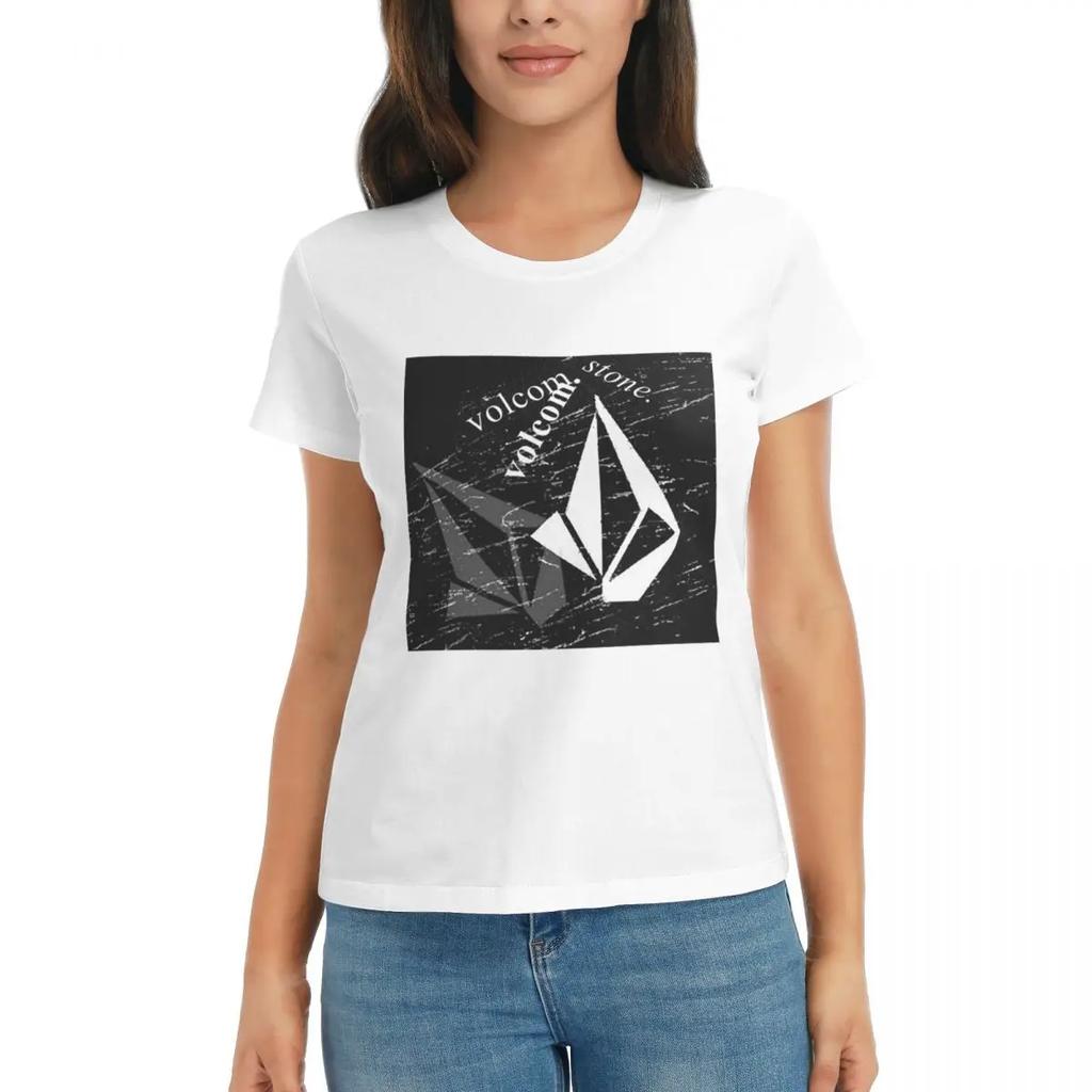 Women TShirt VVolcom Logo Summer Short Sleeve Tees Crew Neck Cotton T Shirts Clothes Tops Streetwear