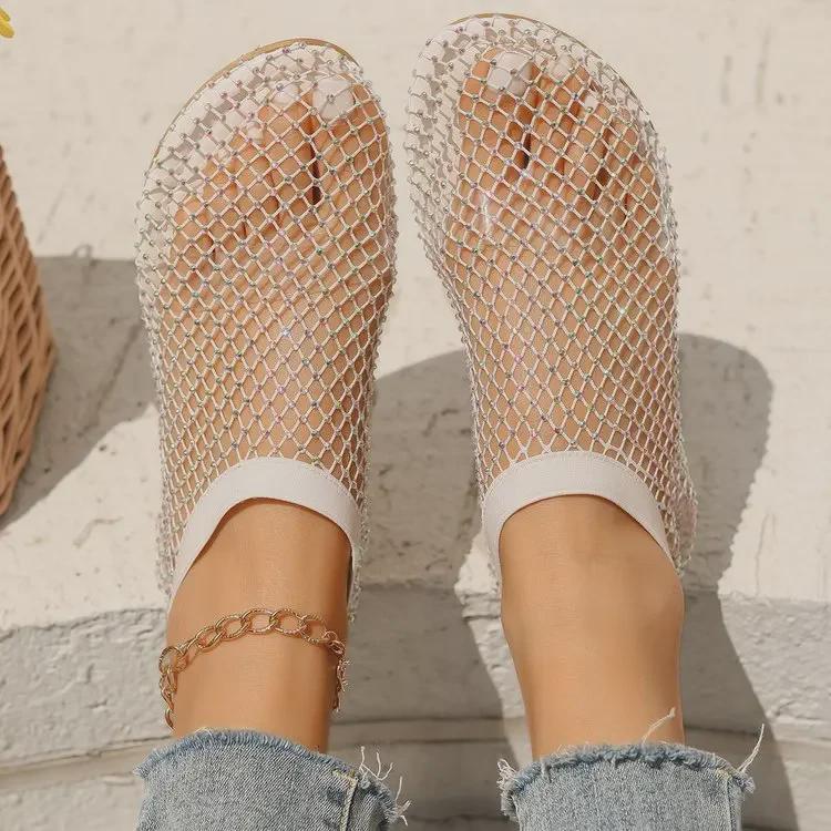 Европейская и американская мода 2024 года: Женские повседневные сандалии Cross-Border Mesh на лето.