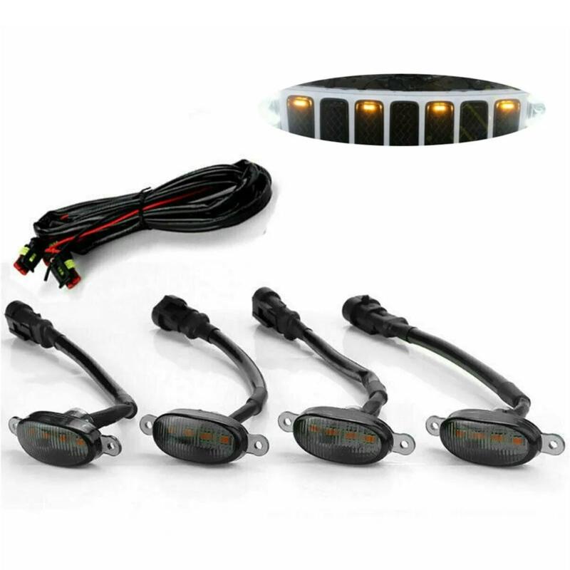 4 шт. Желтые янтарные светодиодные фонари решетки дневного ходового света противотуманная фара для установки спереди на автомобиль