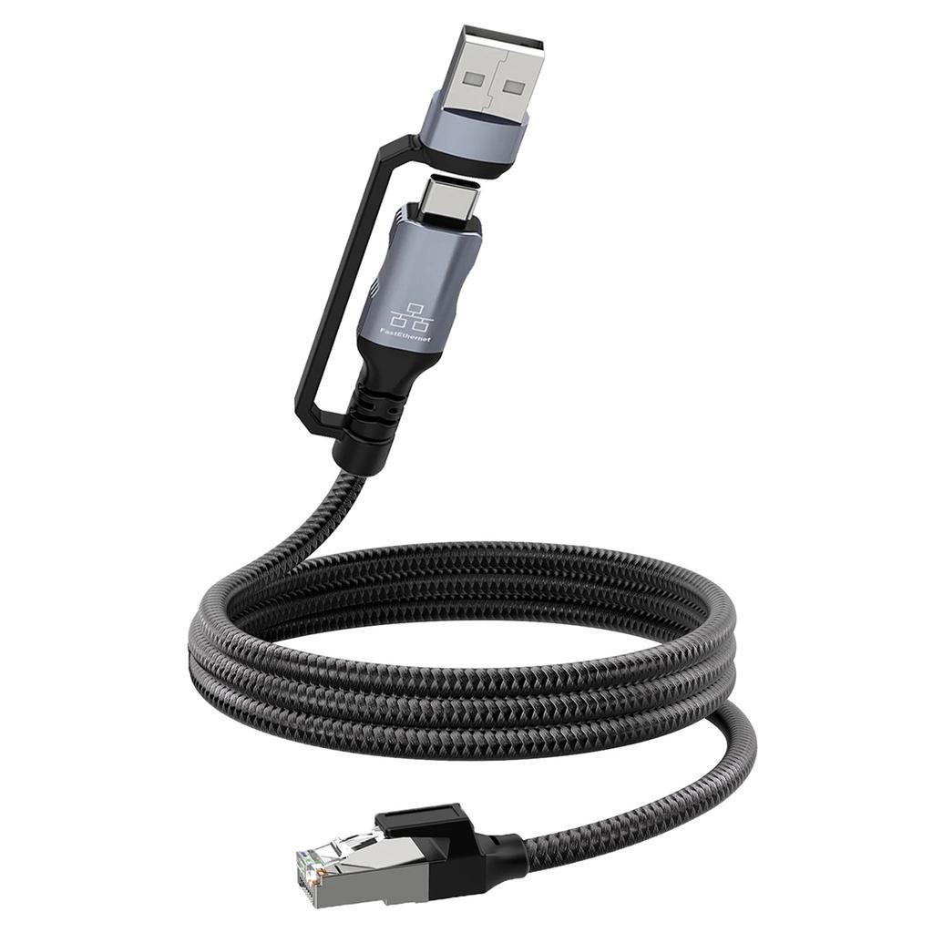 Шнур USB Type-C на RJ45, 1,8 м, с прямым подключением USB+Type C, адаптер Ethernet-шнура, совместимый с ноутбуком, ПК, Switch, роутером и многим другим