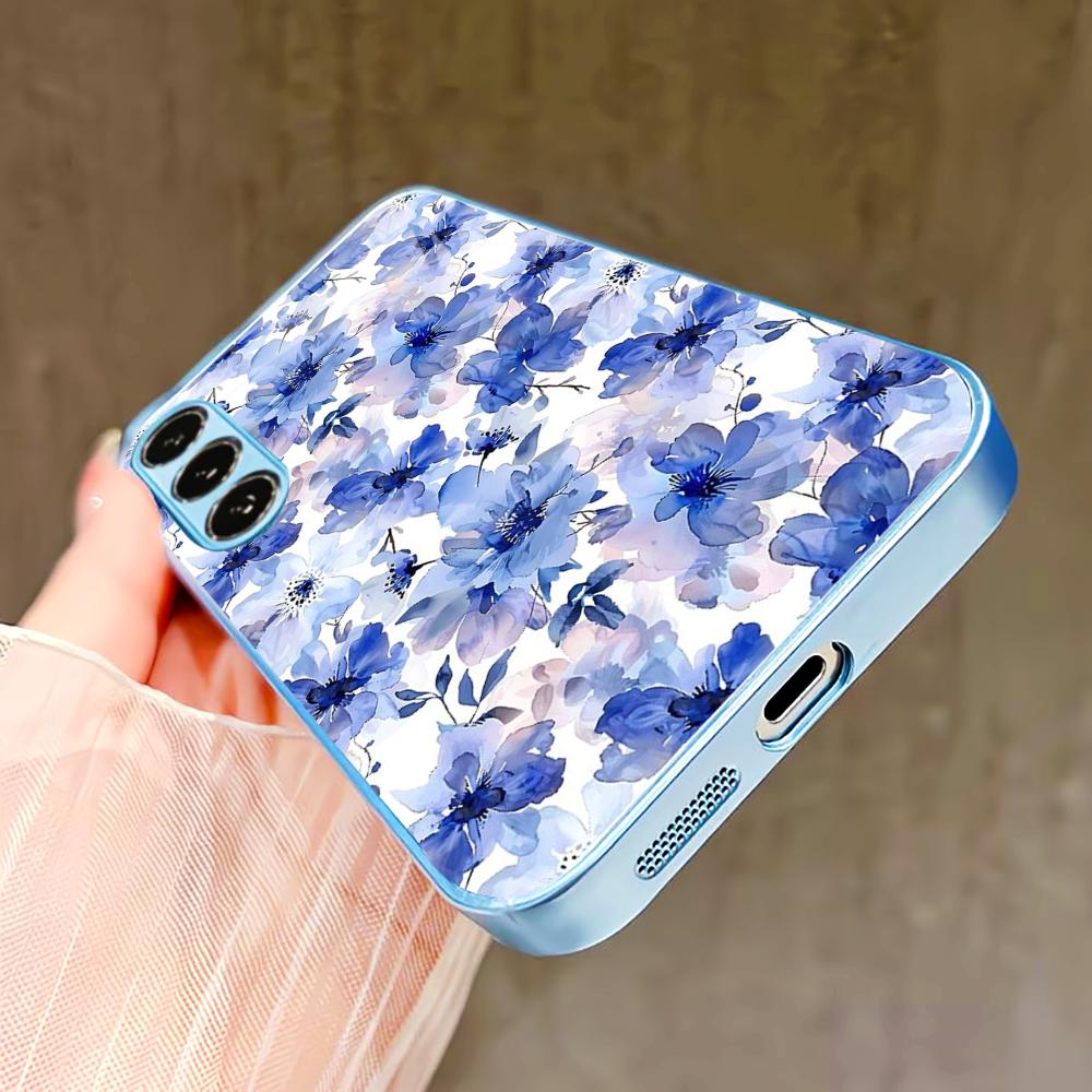 Чехол в китайском стиле с цветами для Samsung Galaxy S26 S25 S24 S23 S22 FE Ultra Plus Стеклянное покрытие ощущение голого корпуса для женщин