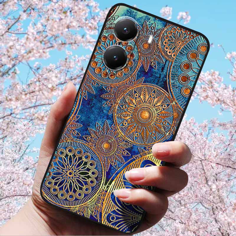 Для Xiaomi Poco X7 Pro 3D Рельефный Цветок Тиснение Мягкий Силиконовый Чехол Мультяшная Расписная Задняя Крышка для Poco X7 Pro с 3D Рельефным Чехлом
