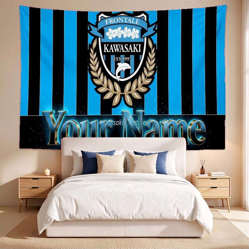 Kawasaki Frontale (1) Custom Name Tapestry Wall Hanging Tapestry Wall Art Decor for Bedroom Living Room
