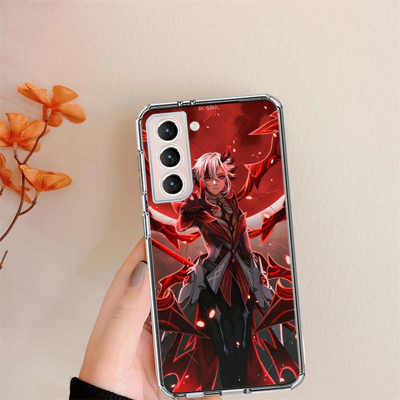 Арлекино Genshin Impact Прозрачные чехлы для телефонов Samsung S26 Ultra Galaxy S25 Edge S24 S23 FE S21 Plus S20 S22 S10 Чехол Узор