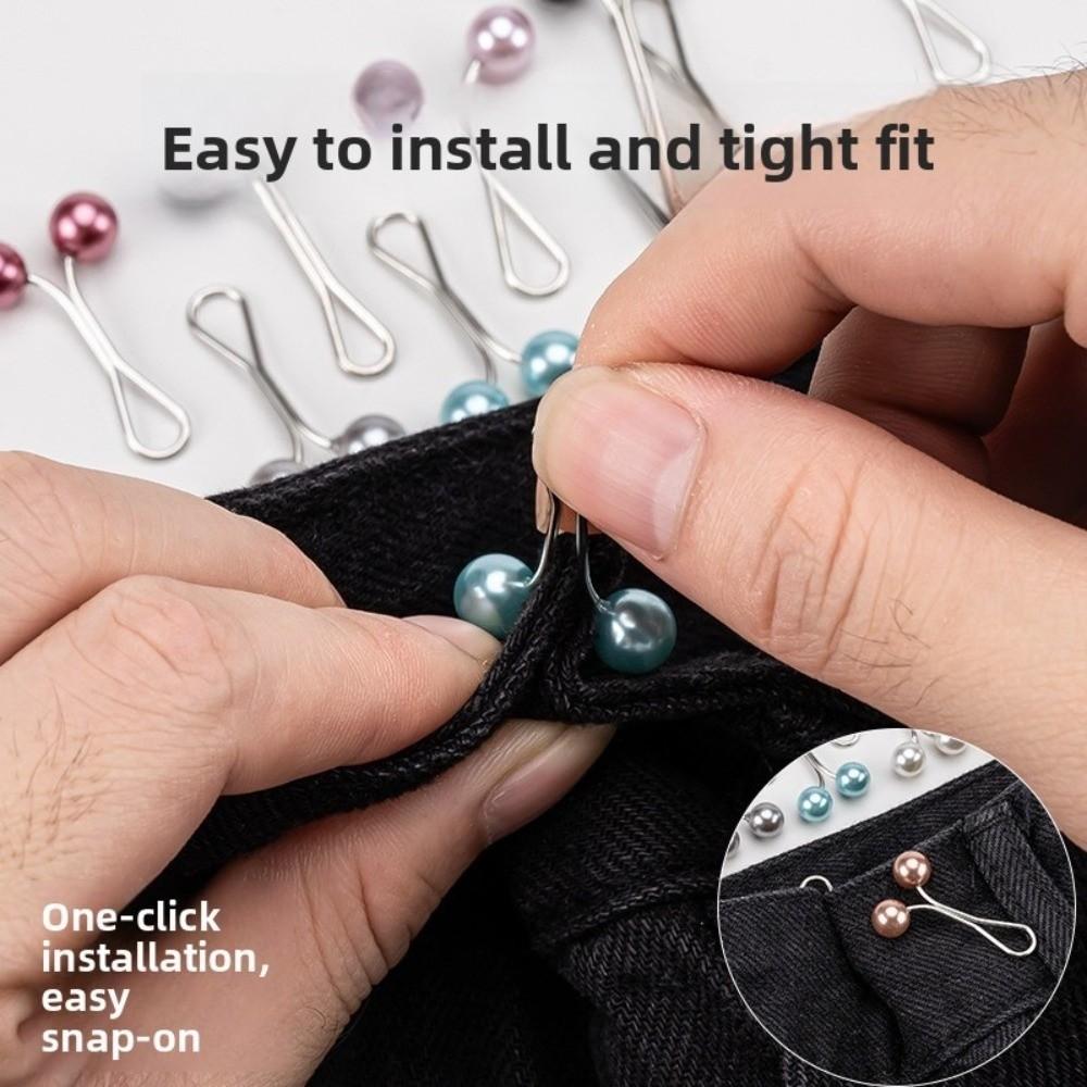 U-Shaped Pearl Brooch Anti Slip Adjustable Collar Clip Hijab Clips Multi-Purpose Fixed Straps Waist Fastening Pins