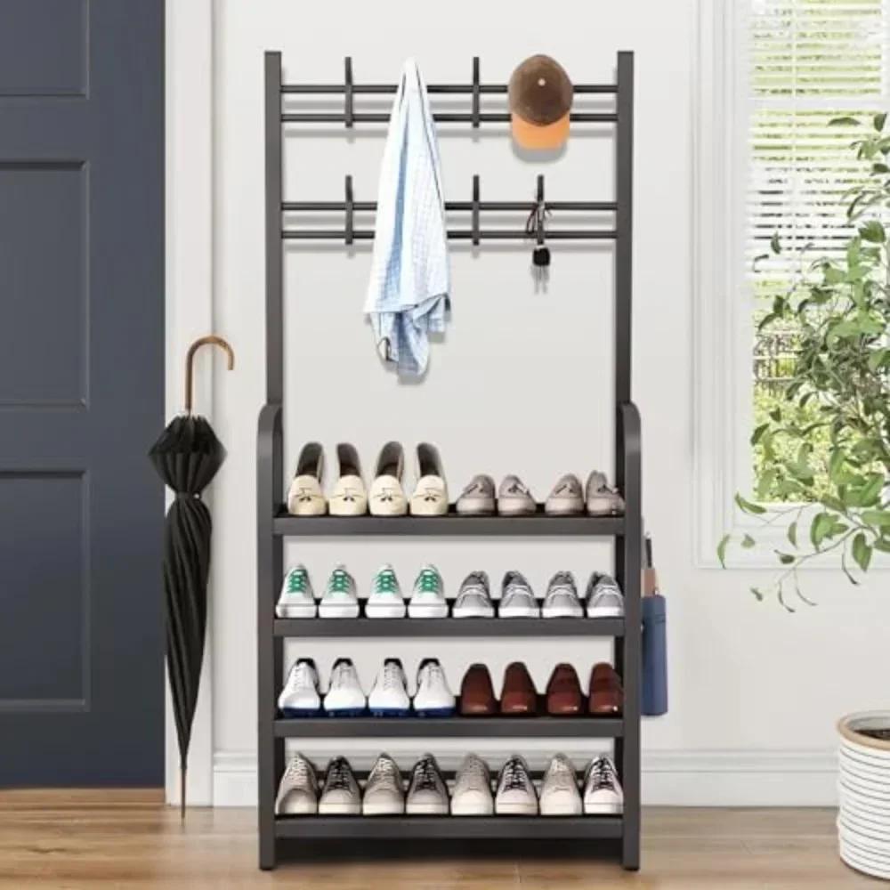 Shoe and Hat Rack Multi Functional Living Room Organizer Storage Shoes Cabinet Multi-Layer Floor-Standing Clothes Hanger Shelf