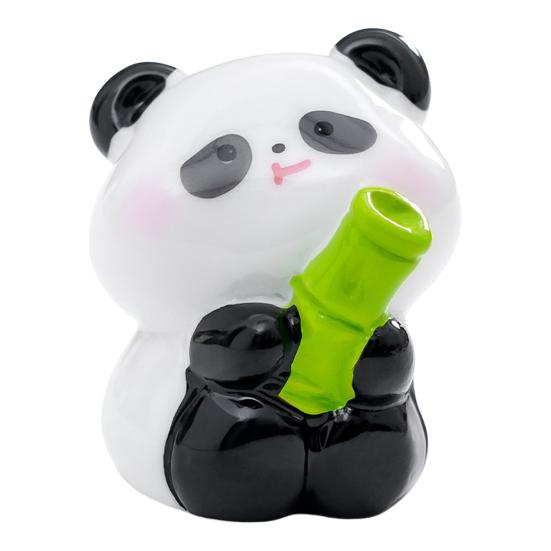 2 Pcs Mini Panda Figurines Cute Resin Panda Statues DIY Miniature Panda Cake Toppers for Fairy Garden Micro Moss Landscape Office Home Desk Decoration