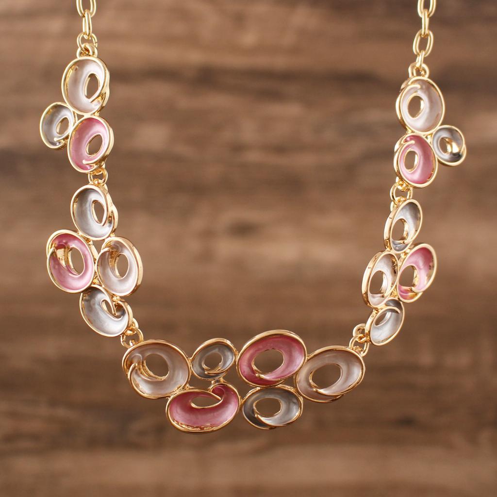 Новое цветное масло, геометрическое полое круглое ожерелье с цветком, модная и высококлассная женская универсальная шейная цепочка