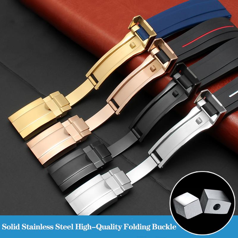 Резиновый ремешок для часов Seiko Tudor Citizen с пряжкой из нержавеющей стали, водонепроницаемый браслет для часов 20 мм 21 мм черный синий