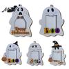 Halloween Keepsake Frame Cute Ghost Wooden Photo with Hanging Rope, Creative Durable Slot Picture for Holiday Party Decor And Home Wall Decoration