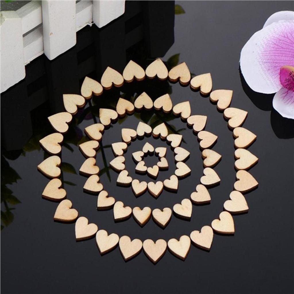 200 шт. 6/8/10/12 мм Смешанные Деревянные Заготовки Любовь Сердце Срезы Диски Свадебный DIY Декор KTY