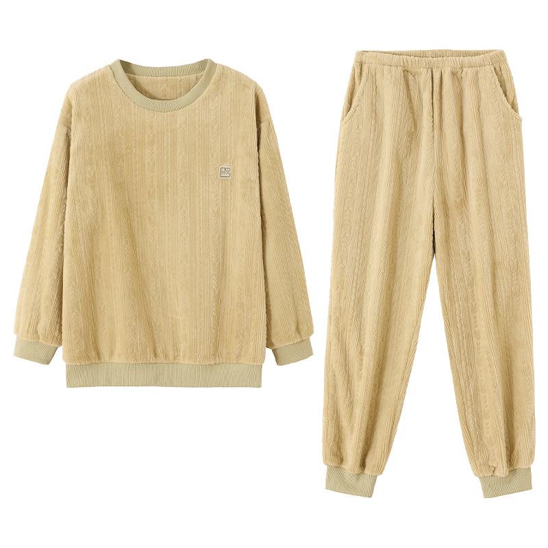 Пижама женская осенне-зимняя зимняя утолщенная флисовая теплая коралловый флис домашняя одежда женский комплект большого размера