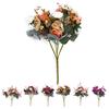 21 Head 1 Bouquet Artificial Rose Flower Leaf Concise Home Wedding Decoration