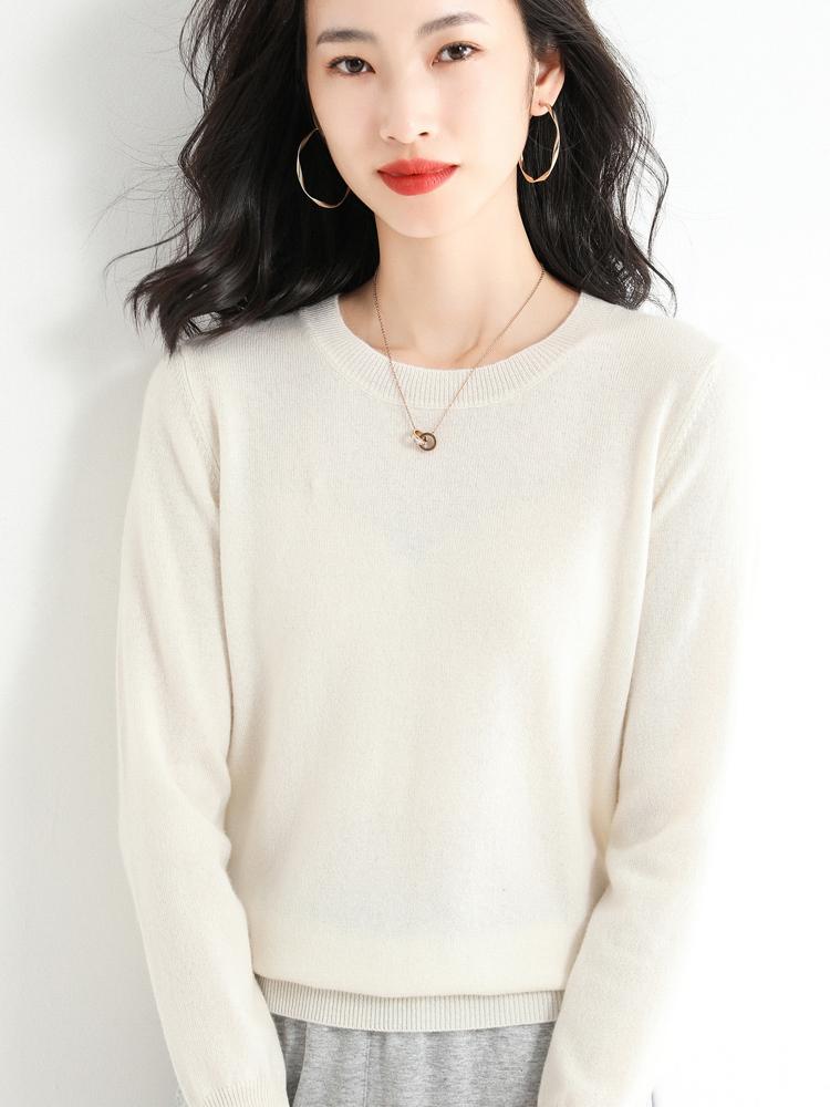 Winter Classic Style Cashmere Pullover Fashion Merino Wool Sweater Round Neck Long Sleeve Knitwear Soft Warm Basic' Clothing Top