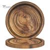10Pcs Round Wood Grain Paper Tray Food Grade Paper Dinner Plates Decorative Picnic Party Tableware Decoration