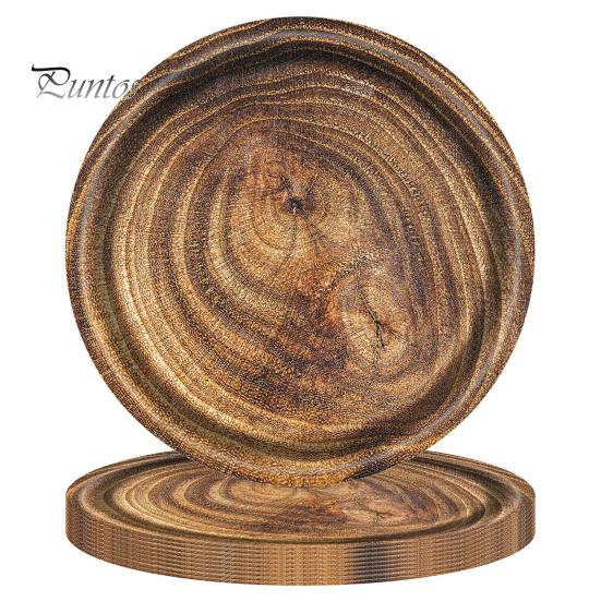 10Pcs Round Wood Grain Paper Tray Food Grade Paper Dinner Plates Decorative Picnic Party Tableware Decoration