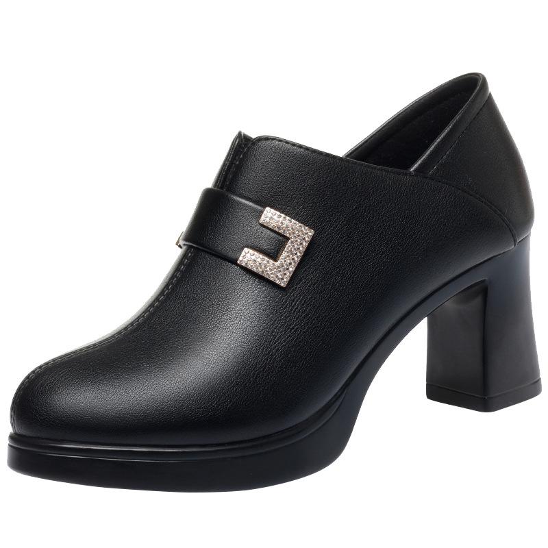 Модные весенне-осенние универсальные мягкие кожаные туфли женские элегантные туфли с глубоким носком на шпильках для офиса деловые платья водонепроницаемые туфли на платформе