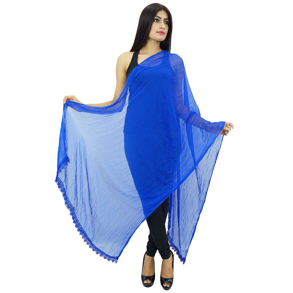 Chiffon Blend Dupatta Long Stole Women Neck Wrap Indian Scarves Chunni Beach