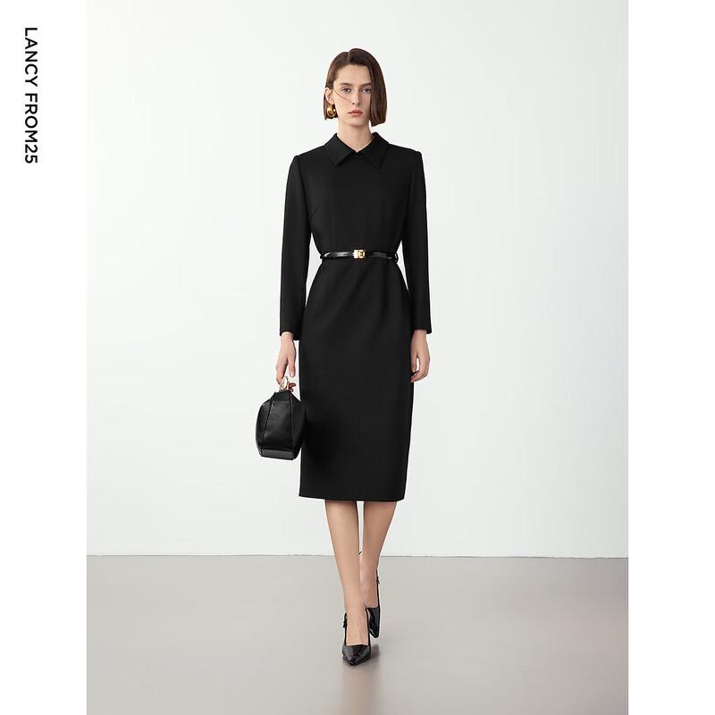 Langzi Slim Fit Winter Shirt Collar Midi Dress