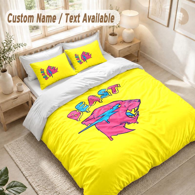 Mr Beast Bedding Set, 1 Duvet Cover & 2 Pillowcases Soft Comfortable Bedroom Home Textile Decor