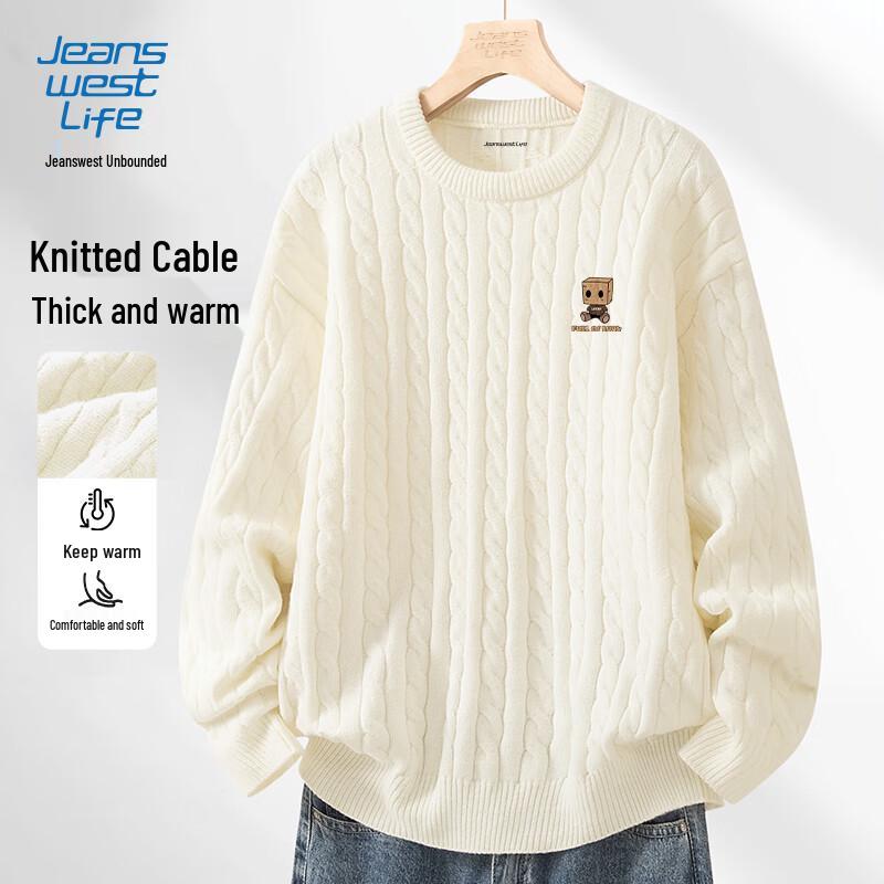 JEANSWEST LIFE Мужской свитер с кабельным узором и круглым вырезом