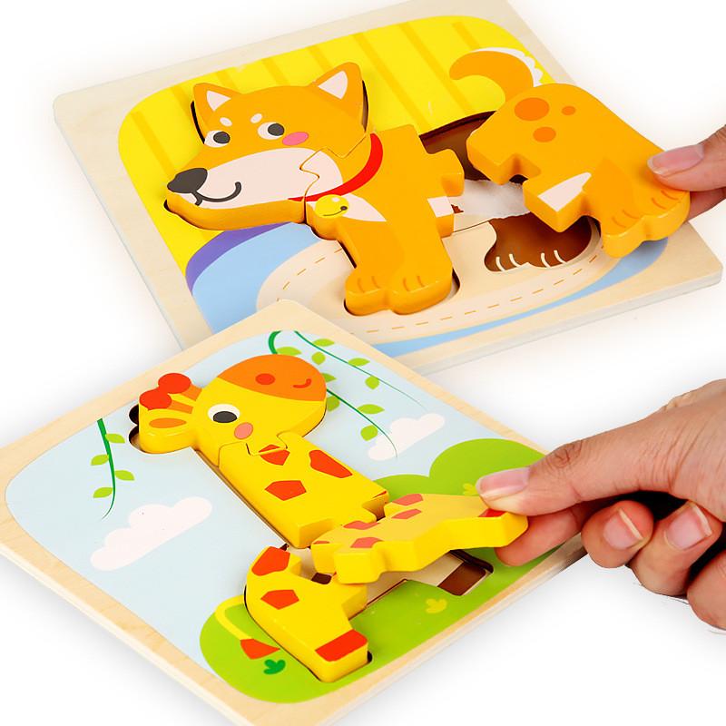 Wooden 3d Puzzle For Toddlers With Animal Shapes And Parentchild Interactive Play