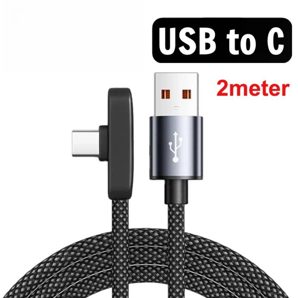 Right Angle 100W Super Charging Cable 90 Degree Data Transfer Cables Portable Type C Cable