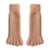 1 Pair Coral Fleece Toe Socks Winter Thick Warm Five Finger Split-Toe Floor Socks Plush Sleep Socks Non-Slip Mid-Calf Socks for Home