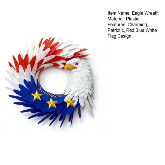 250th Anniversary Eagle Wreath 4th of July Hanging Door Sign for Front Door Patriotic Red Blue White Flag Wreath for Memorial Day Independence Day