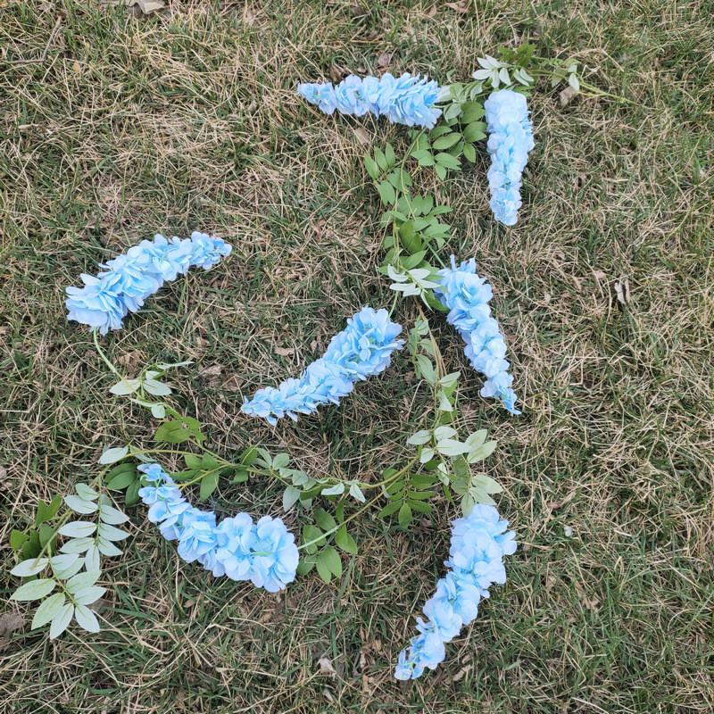 Искусственные глицинии фиолетового цвета для свадебного декора и потолочных композиций для мероприятий