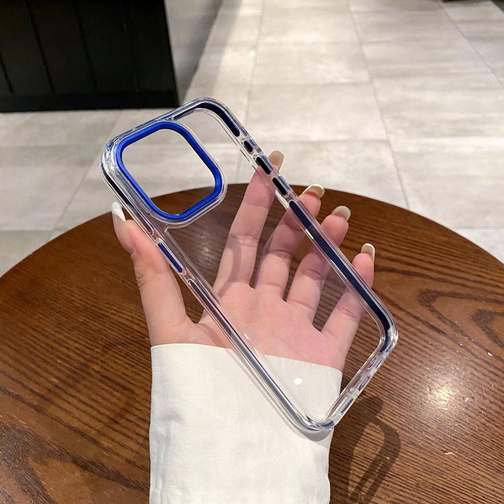 Anti Slip Colored Edge Airbag Anti Drop for IPhone 15 Magnetic Phone Case for Apple 14promax Metal Lens Ring