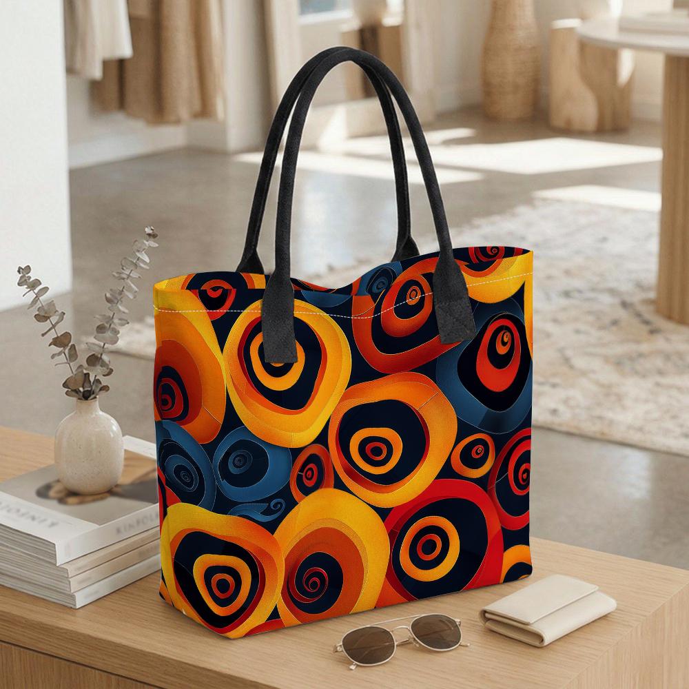 Abstract Vortex Printed Tote Bag Fashion Casual Large Capacity Daily Carry Handbag