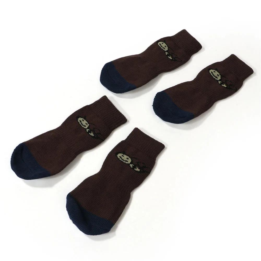 4 шт. противоскользящие носки для собак, теплые протекторы для лап, нескользящие пинетки для больших собак для скользких полов из твердой древесины, плитки, ламината, мрамора