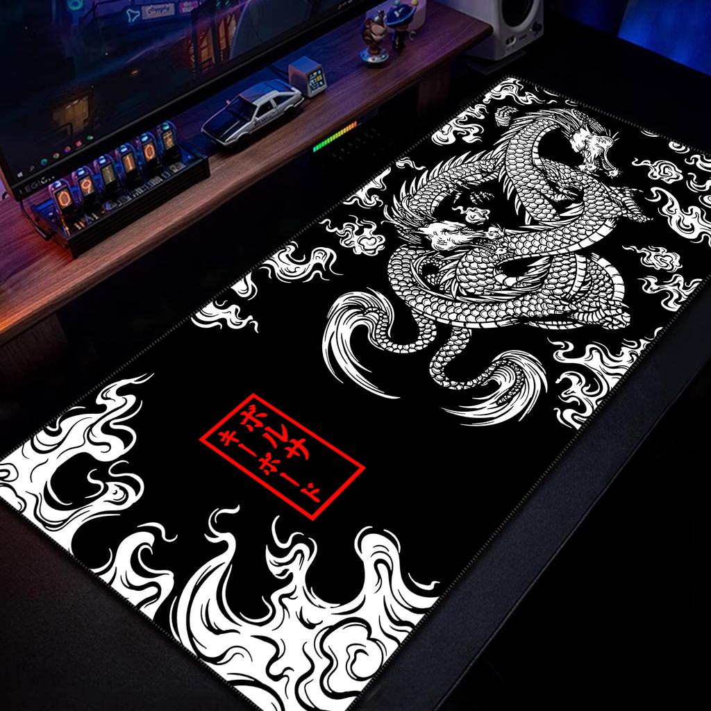 Игровой коврик для мыши XXL с китайским драконом, большой офисный игровой коврик для мыши, коврик для мыши с запирающим краем, коврики для клавиатуры геймера, резиновый коврик для стола