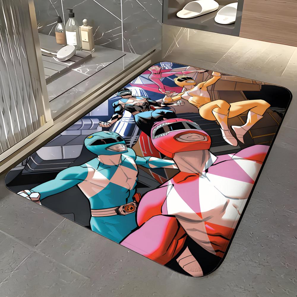 TV Series - P-Power R-Rangers Floor Mat Soft Flannel Entrance Door Mat Non Slip Absorbent Bathroom Bedroom Floor Rug