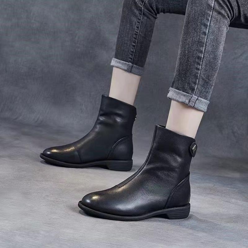 Fashion Zip Lightweight Women's Ankle Boots British Style Plain Booties On Offer Designer Luxury Y2k Autumn Goth Pu Female Short Shoes