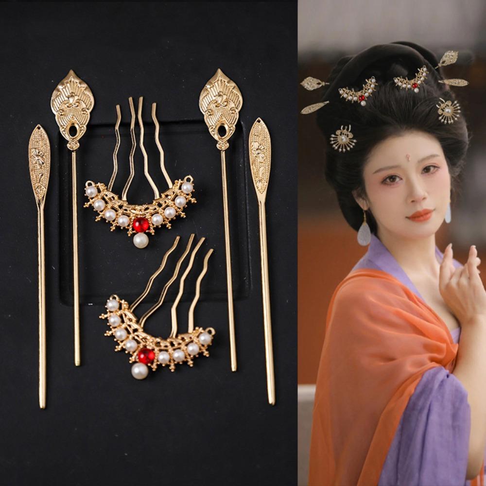 1 Set Chinese Style Tang Dynasty Hairpin Pearl Flower Hair Comb  Cheongsam Accessories