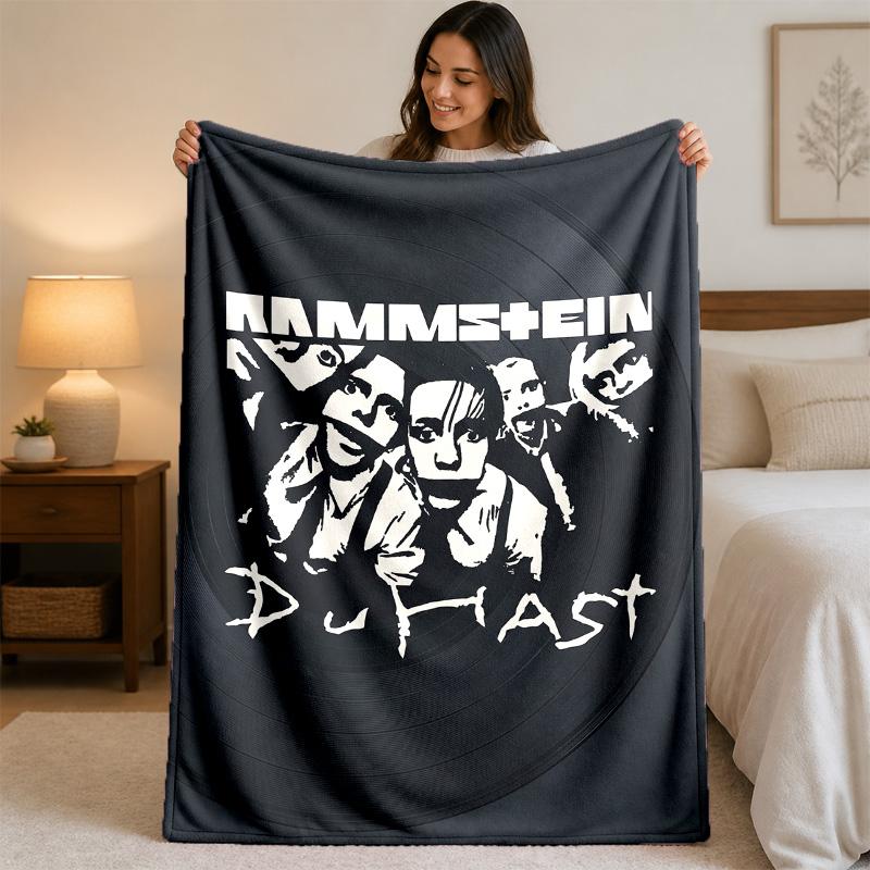 Rammstein Print Flannel Blanket Cozy Lightweight Plush Throw Blanket For Bed Sofa Household Use