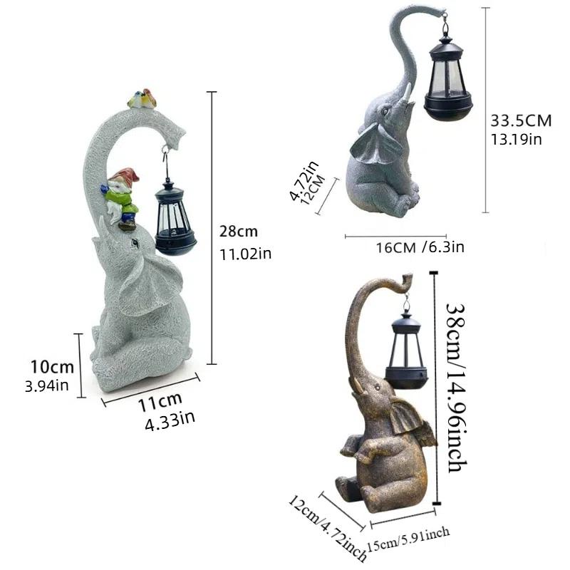 Смола Солнечный Слон Фигурка Поделки Садовые Статуи Слонов для Ландшафтного Дизайна