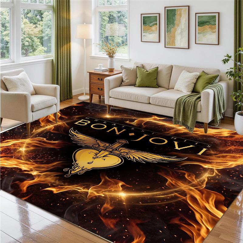 Bon Jovi Design Crystal Velvet Rug Soft Decorative Mat for Bedroom Entrance
