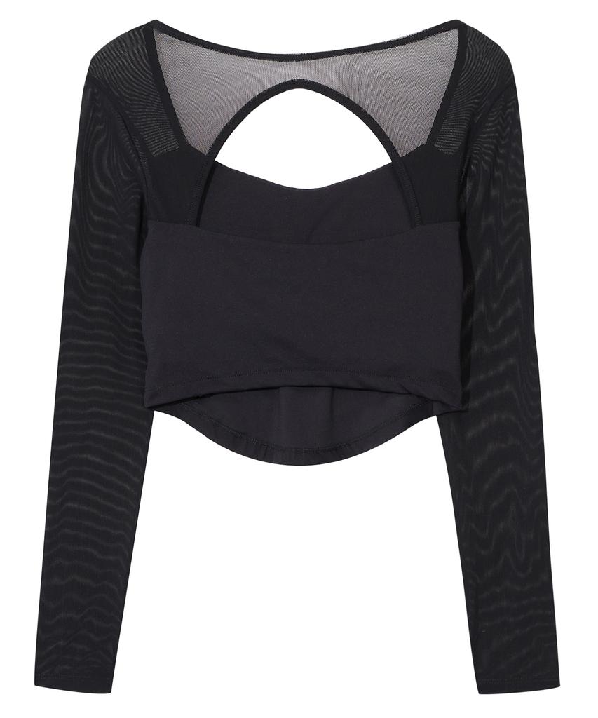 CNVS Betty Boop Mesh Draping Crop Top_Black